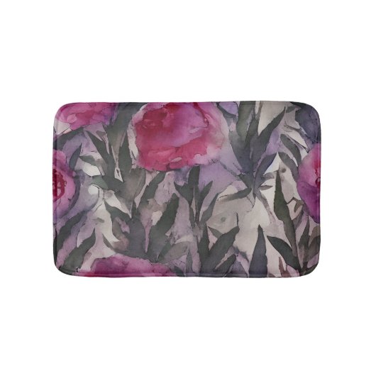 Tapis De Bain Aquarelle violette Floral gothique (Devant)
