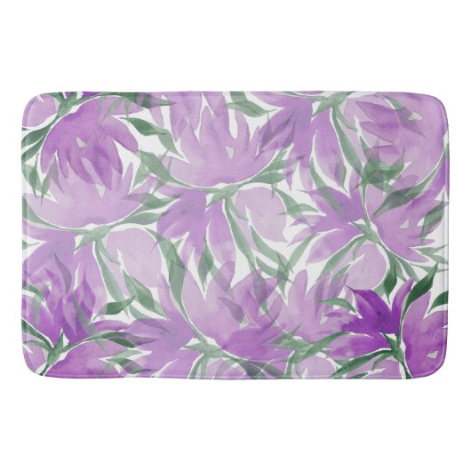 Tapis De Bain Aquarelle violette Lavander Élégante Florale (Devant)