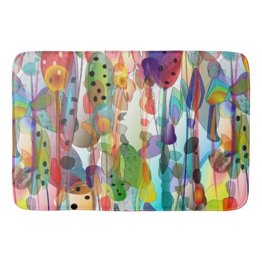 Tapis De Bain Aquarelle Whimsical Floral Art (Devant)