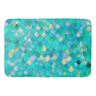 Tapis De Bain Aquarelle Wonky Parties scintillant Turquoise Méta