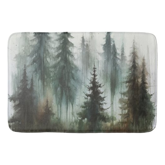 Tapis De Bain Aquarelles Arbres rustiques Wilderness (Devant)