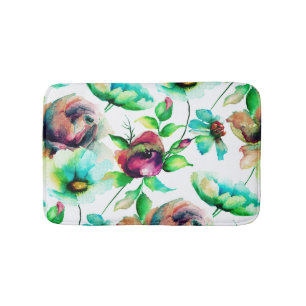 Tapis De Bain Aquarelles colorées de Budding Motif Floral