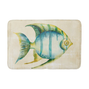 Tapis De Bain Aquarium bleu et jaune Poisson