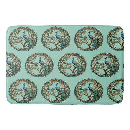 Tapis De Bain Arbre d'automne de Peacock en verre tendu (Devant)