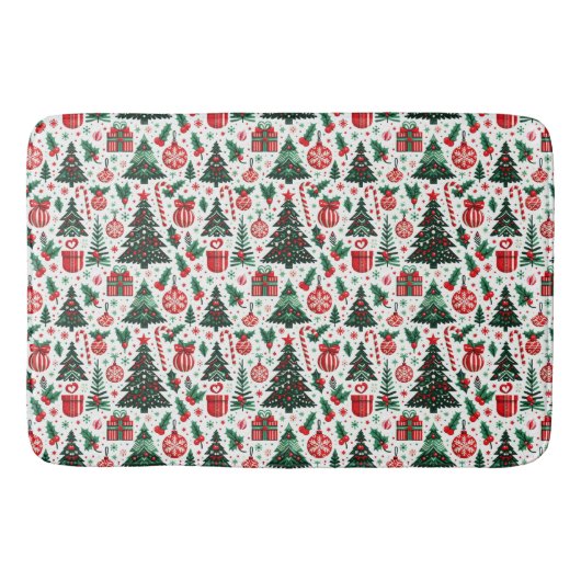 Tapis De Bain Arbre de Noël, cadeaux, sucre de canne (Devant)