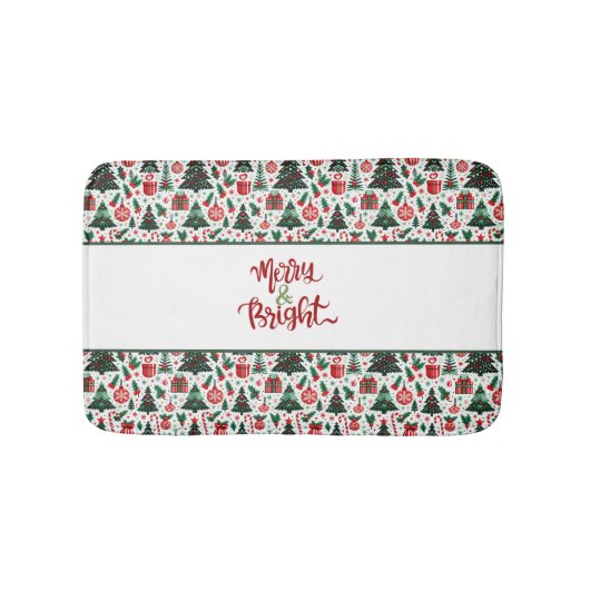 Tapis De Bain Arbre de Noël, cadeaux, sucre de canne (Devant)