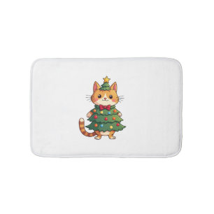 Tapis De Bain Arbre de Noël Chat Roux Noël Mignon 4