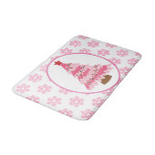 Tapis De Bain Arbre de Noël rose et flocons de neige (Angle)