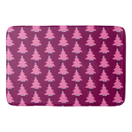 Tapis De Bain Arbres de Noël rose contemporain (Devant)