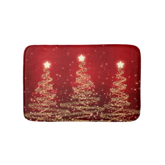 Tapis De Bain Arbres de scintillement de Noël élégant rouges (Devant)