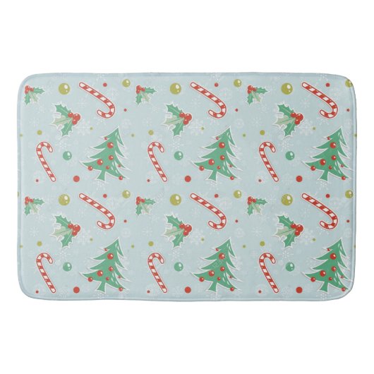 Tapis De Bain Arbres Et Sucres de canne De Noël (Devant)