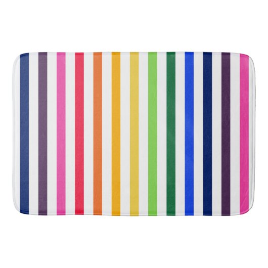 Tapis De Bain Arc-en-ciel et rayures blanches (Devant)