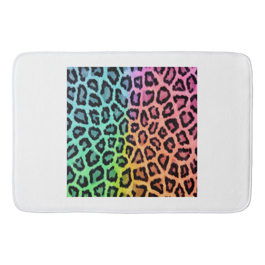 Tapis De Bain arc-en-ciel léopard fond (Devant)