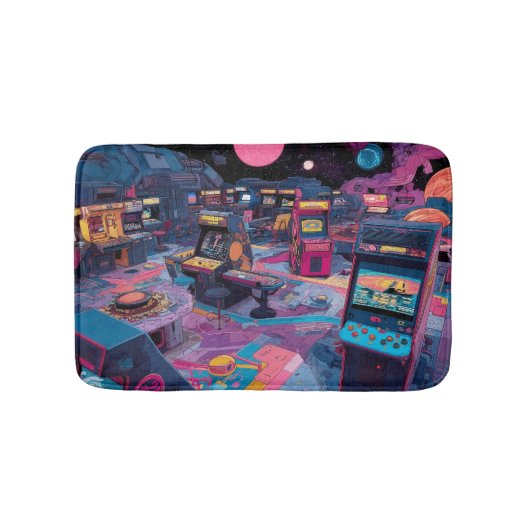 Tapis De Bain Arcade Rétro Futuriste dans l'Espace (Devant)