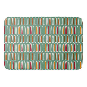 Tapis De Bain Arche formes rétro couleur rouge, vert, orange,