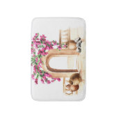 Tapis De Bain Architecture méditerranéenne, fleurs, aquarelle, h (Devant (Vertical))