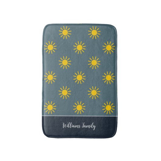 Tapis De Bain Ardoise Bleu Sunburst Mat (Devant (Vertical))
