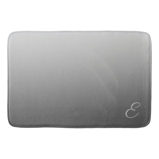 Tapis De Bain Argent élégant de gradient avec le monogramme fait (Devant)
