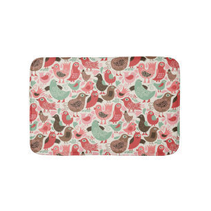 Tapis De Bain arrière - plan avec les oiseaux mignons