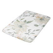 Tapis De Bain Arrière - plan blanc floral blanc classique (Angle)