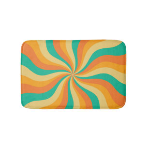 Tapis De Bain Arrière - plan coloré Retro les années 70 Sunburst