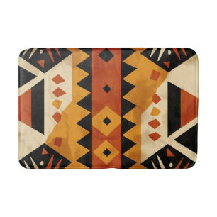 Tapis De Bain Arrière - plan de design africain en marron et noi