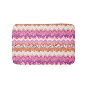Tapis De Bain arrière - plan de zigzag rose