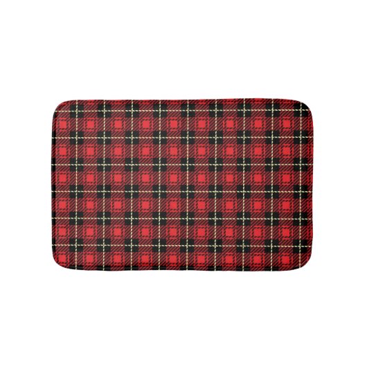 Tapis De Bain Arrière - plan rouge de plaid (Devant)