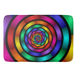 Tapis De Bain Arrondi et psychédélique coloré Art moderne fracta
