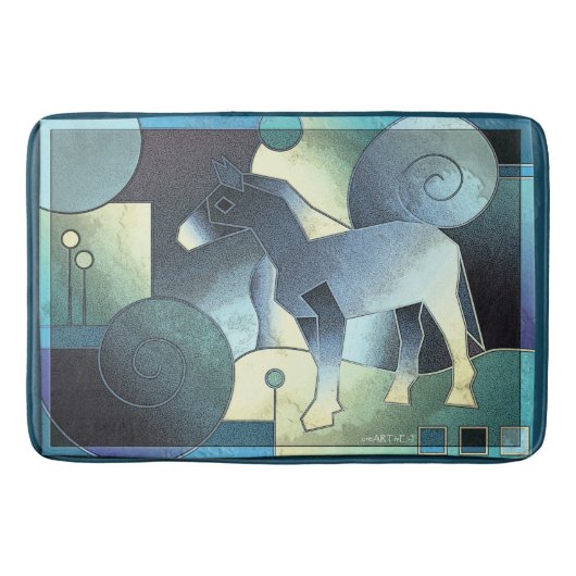 Tapis De Bain ART Abstrait - A HORSE - sable bleu (Devant)