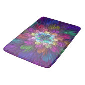 Tapis De Bain Art abstrait fractal de fleurs psychédéliques colo (Angle)