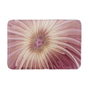 Tapis De Bain Art Abstrait Fractal Fleur & Tons de Bourgogne