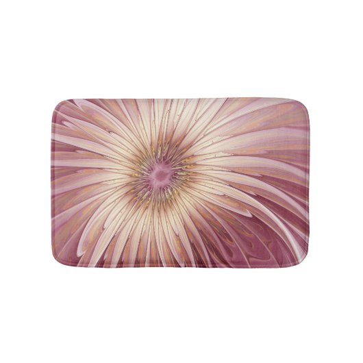 Tapis De Bain Art Abstrait Fractal Fleur & Tons de Bourgogne (Devant)