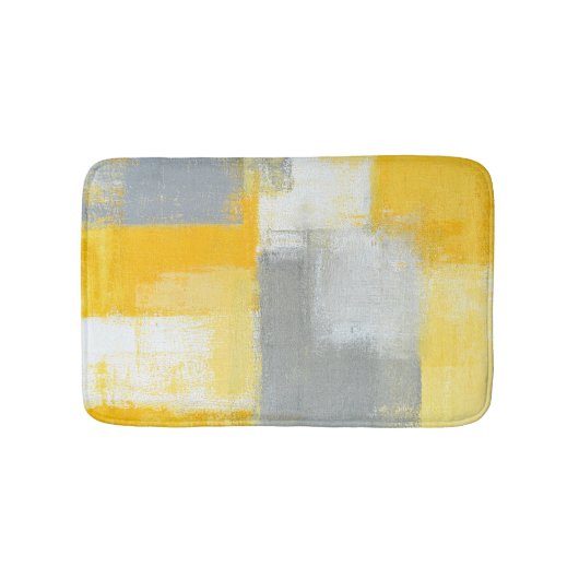 Tapis De Bain Art abstrait gris et jaune "sournois" (Devant)