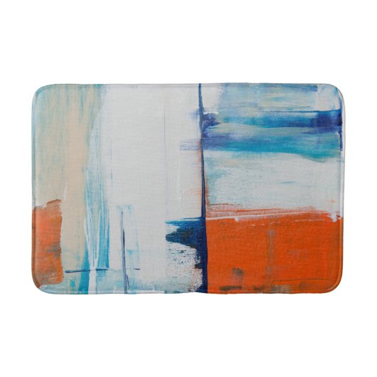 Tapis De Bain Art abstrait moderne bleu orange (Devant)