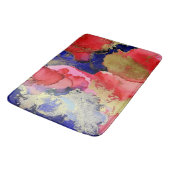 Tapis De Bain Art Abstrait Rouge Bleu Or (Angle)