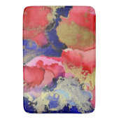 Tapis De Bain Art Abstrait Rouge Bleu Or (devant Vertical)
