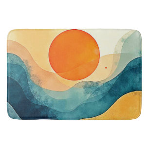 Tapis De Bain Art Abstrait Sunset Waves