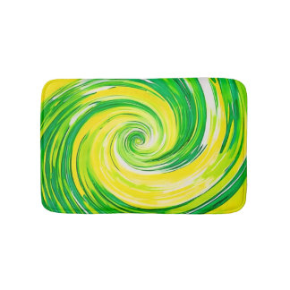 Tapis De Bain Art abstrait vert jaune en spirale