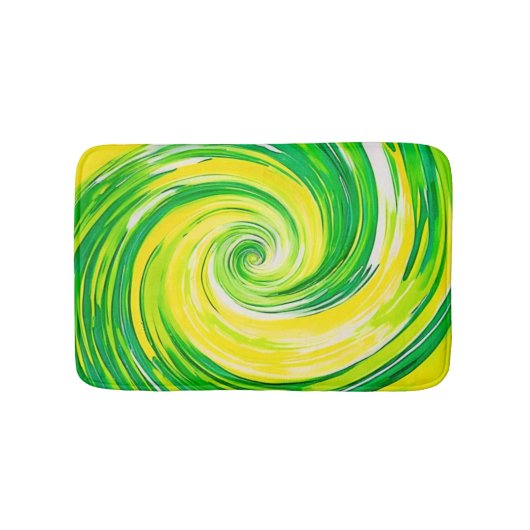 Tapis De Bain Art abstrait vert jaune en spirale (Devant)