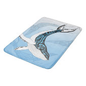 Tapis De Bain Art bleu tribal de baleine de bosse (Angle)