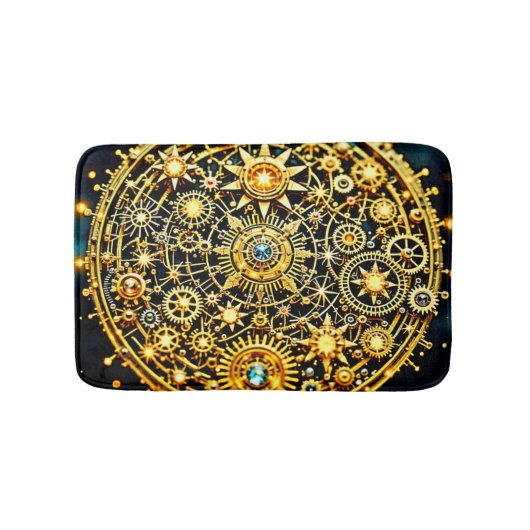 Tapis De Bain Art céleste à engrenages dorés (Devant)