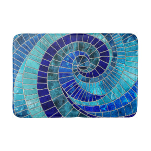 Tapis De Bain Art de la mosaïque de la vague océanique