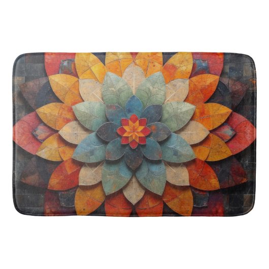 Tapis De Bain Art de mandala fleur texturée (Devant)