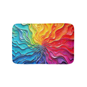 Tapis De Bain Art de tourbillon arc-en-ciel texturé