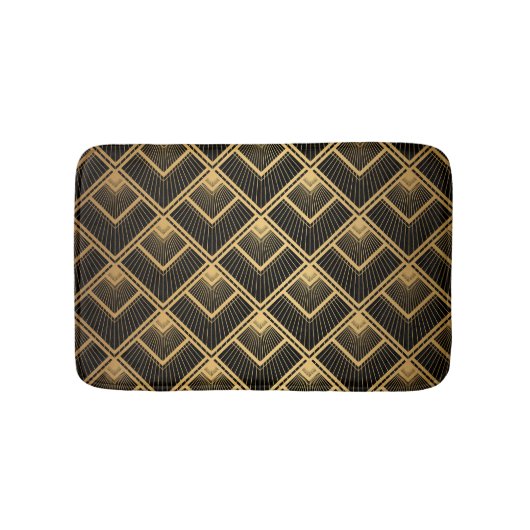 Tapis De Bain Art Déco Black Gold : Géométrique (Devant)