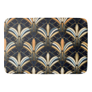 Tapis De Bain Art déco bleu et or