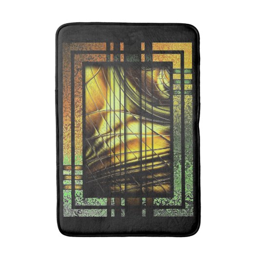 Tapis De Bain Art Déco En Mat Bain Vert Et Or (Devant (Vertical))