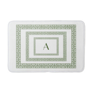 Tapis De Bain Art Deco Forest Green Border on white Bath Mat