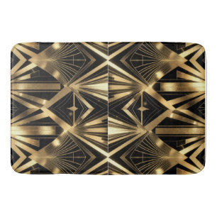 Tapis De Bain Art Déco géométrique luxueux or et noir